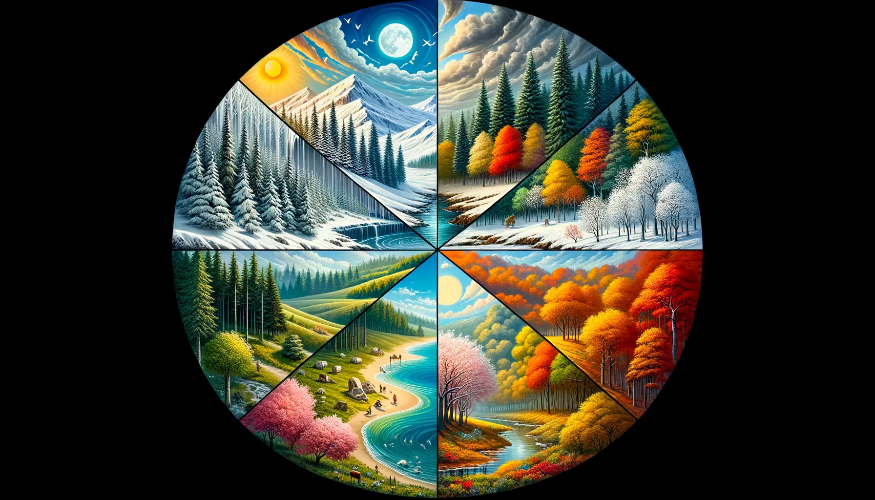 Klima im Wandel symbolische Darstellung Jahreszeiten Naturveränderungen